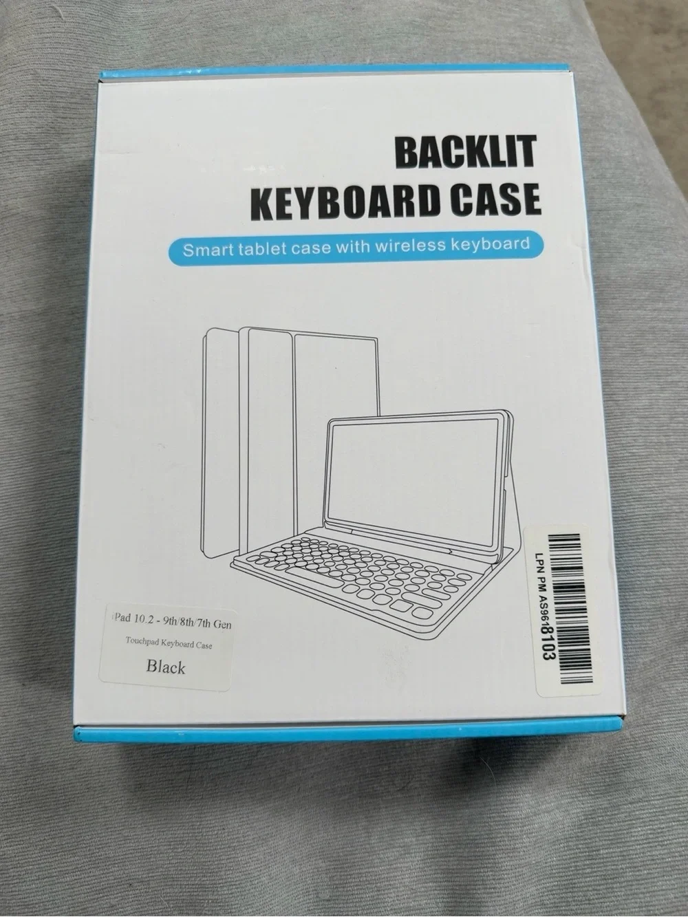 iPad 10.2” 7th/8th/9th Gen Backlit BT Keyboard Case w/ Touchpad & Rotating Stand
